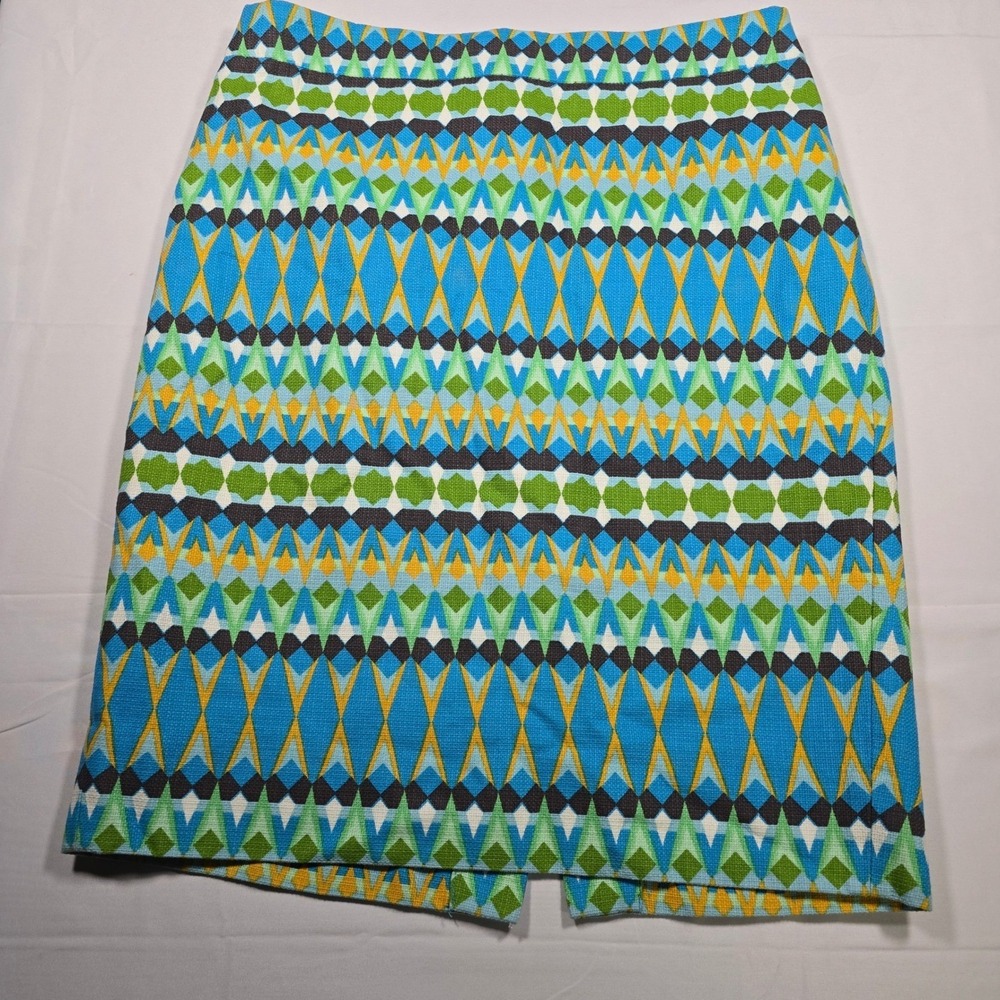 J.Crew Pencil Skirt Geometric Cotton Old Money Preppy‎ Career Women's 4